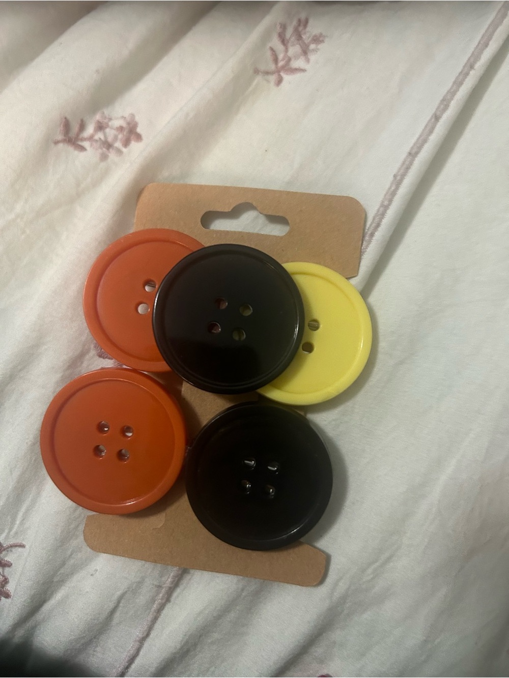 Hair clips - Yellow, Orange, and black made with antique buttons